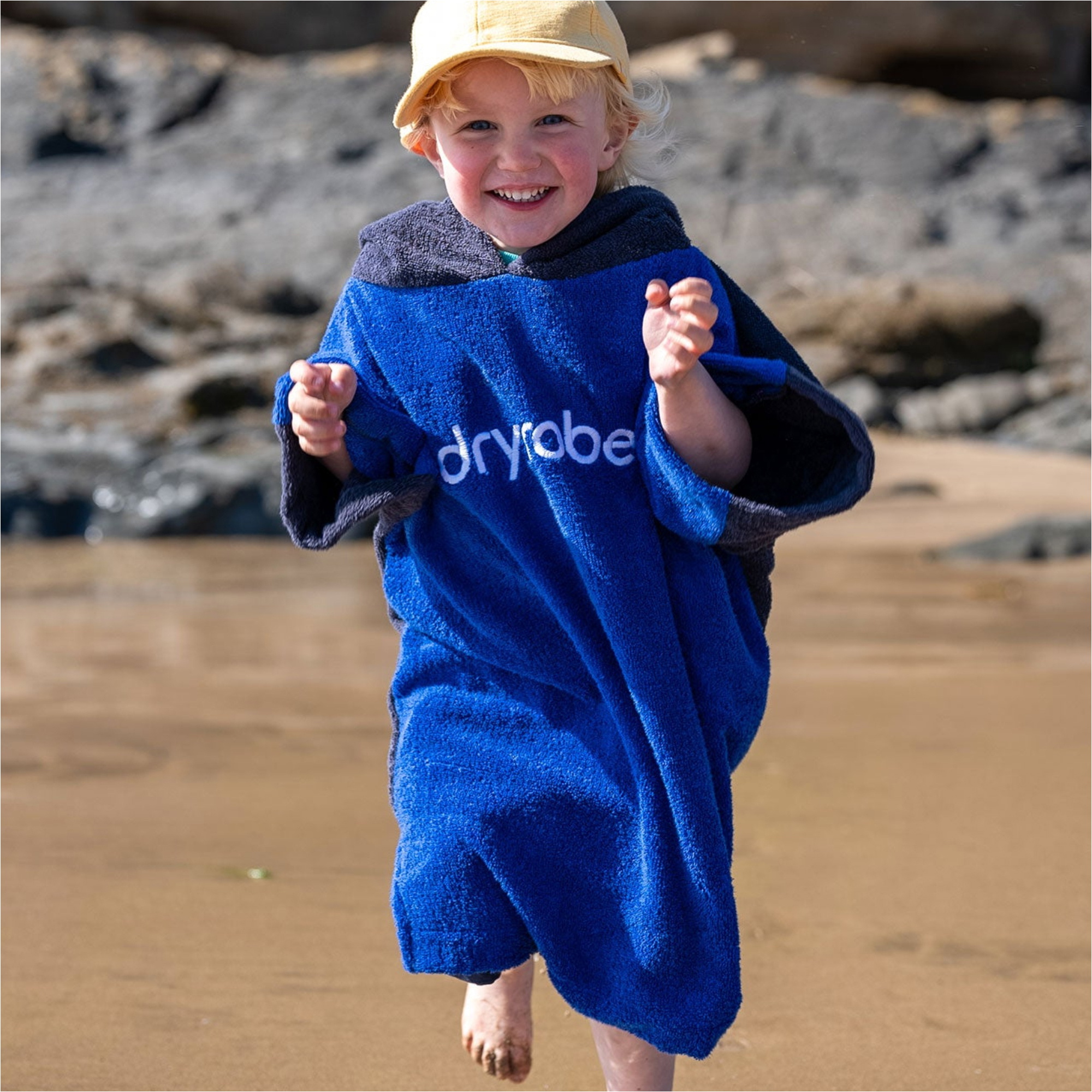 2026 Dryrobe Junior Organic Cotton Hooded Towel Robe V3DRJOCTR - Navy Blue